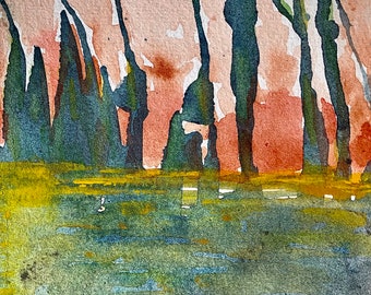 Golden Pond,  abstract watercolour, abstract art, high quality print, watercolour painting, bespoke, independent artist
