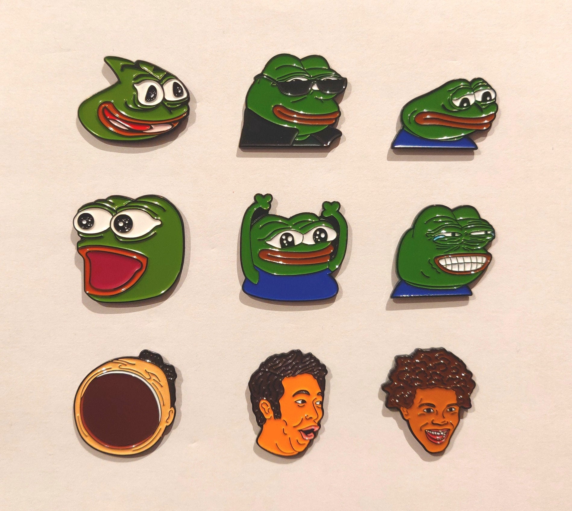 Twitch Emote Enamel Pins - Pepega, PogChamp, Sadge, EZ, Pepelaugh, HY…