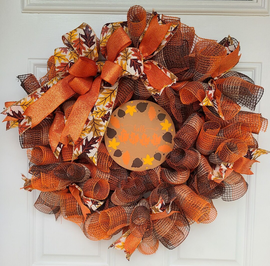 Beautiful hello Fall Wreath Fall Front Door Autumn Decor - Etsy