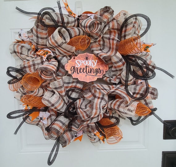 Spooky Greetings Halloween Wreath; Halloween decor; Fall decor