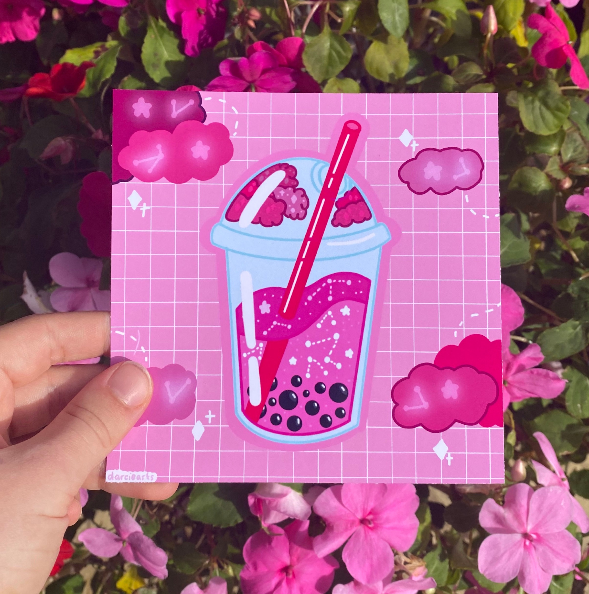 pink skies boba collection aesthetic stickervinyl etsy