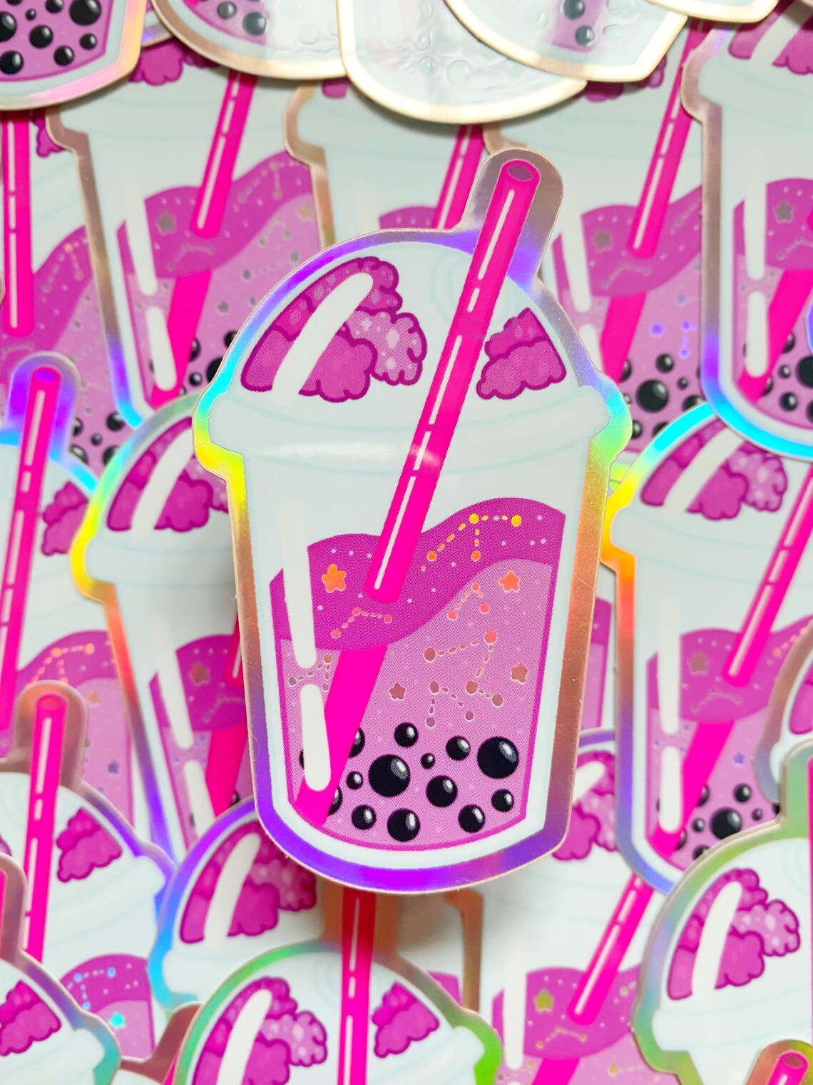 pink skies boba collection aesthetic stickervinyl etsy