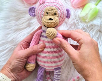 Kuscheltier Affe Amigurumi /Affe gehäkelt 29cm /Häkelaffe Safari handgemacht