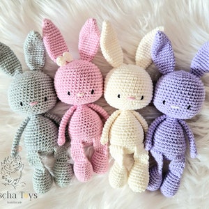 Cuddly toy rabbit, rabbit toy, soft toy rabbit crocheted in different colors, rabbit for babies and photoshoot, cuddly rabbit. image 3