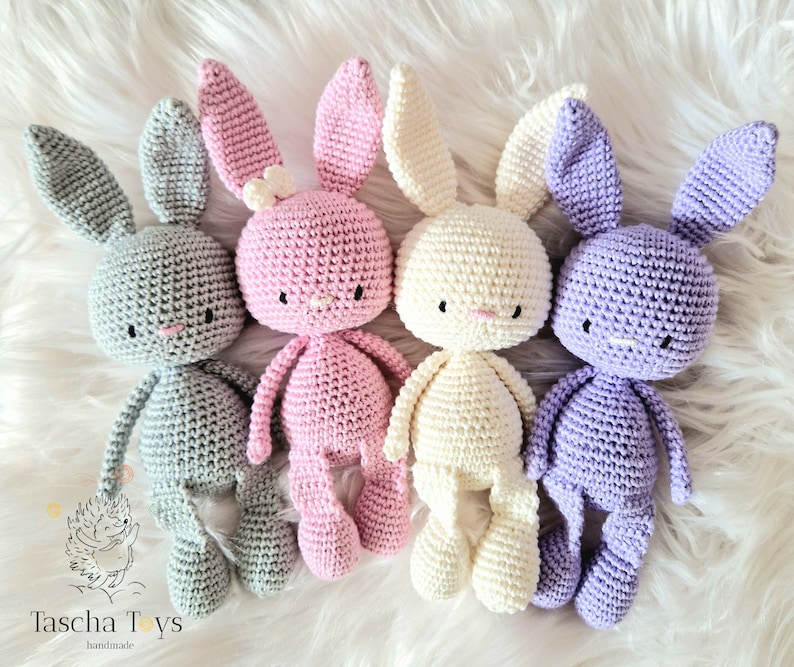 Cuddly toy rabbit, rabbit toy, soft toy rabbit crocheted in different colors, rabbit for babies and photoshoot, cuddly rabbit. image 3