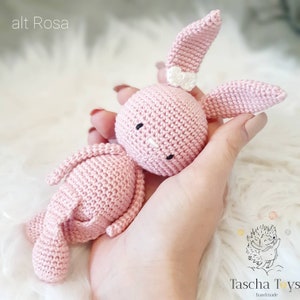 Cuddly toy rabbit, rabbit toy, soft toy rabbit crocheted in different colors, rabbit for babies and photoshoot, cuddly rabbit. Alt Rosa