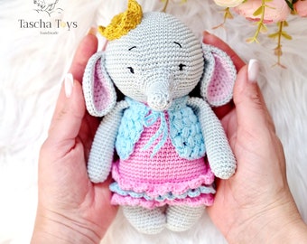 Elefant Lala gehäkelt,  Ele Lala Stofftier,  Kuscheltier Elefant für kleine Kinder