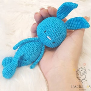 Cuddly toy rabbit, rabbit toy, soft toy rabbit crocheted in different colors, rabbit for babies and photoshoot, cuddly rabbit. Sochi Blue