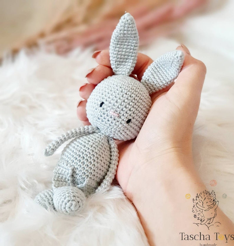 Cuddly toy rabbit, rabbit toy, soft toy rabbit crocheted in different colors, rabbit for babies and photoshoot, cuddly rabbit. Gray