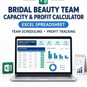 Bridal Beauty Team Profit Calculator, Makeup Artist Business Spreadsheet, Excel Template