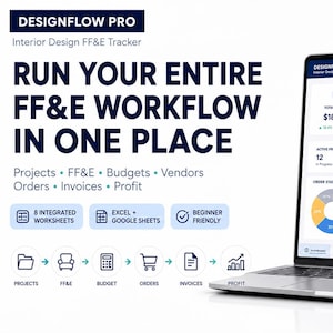 Interior Design FF&E Tracker | Excel and Google Sheets Template