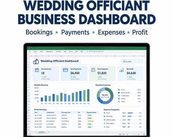 Wedding Officiant Business Spreadsheet, Booking & Profit Tracker, Excel Template