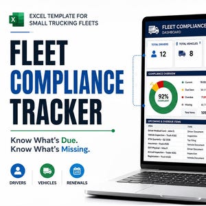 DOT Compliance Spreadsheet, Trucking Compliance Tracker, Driver & Vehicle Excel Template