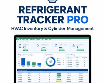 Refrigerant Inventory Tracker, HVAC Excel Spreadsheet, Cylinder Log and Recovery Tracking Template