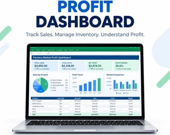 Farmers Market Spreadsheet, Sales Tracker & Profit Dashboard Excel Template