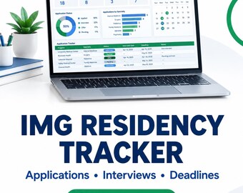 IMG Residency Application Tracker Excel Spreadsheet, Medical Residency Interview Planner