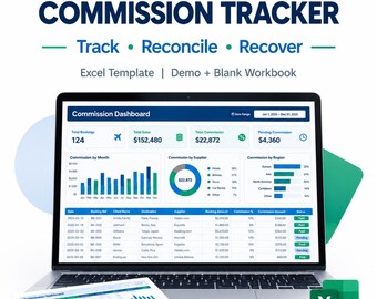 Travel Agent Commission Tracker Spreadsheet, Excel Template for Commission Recovery & Payment Reconciliation