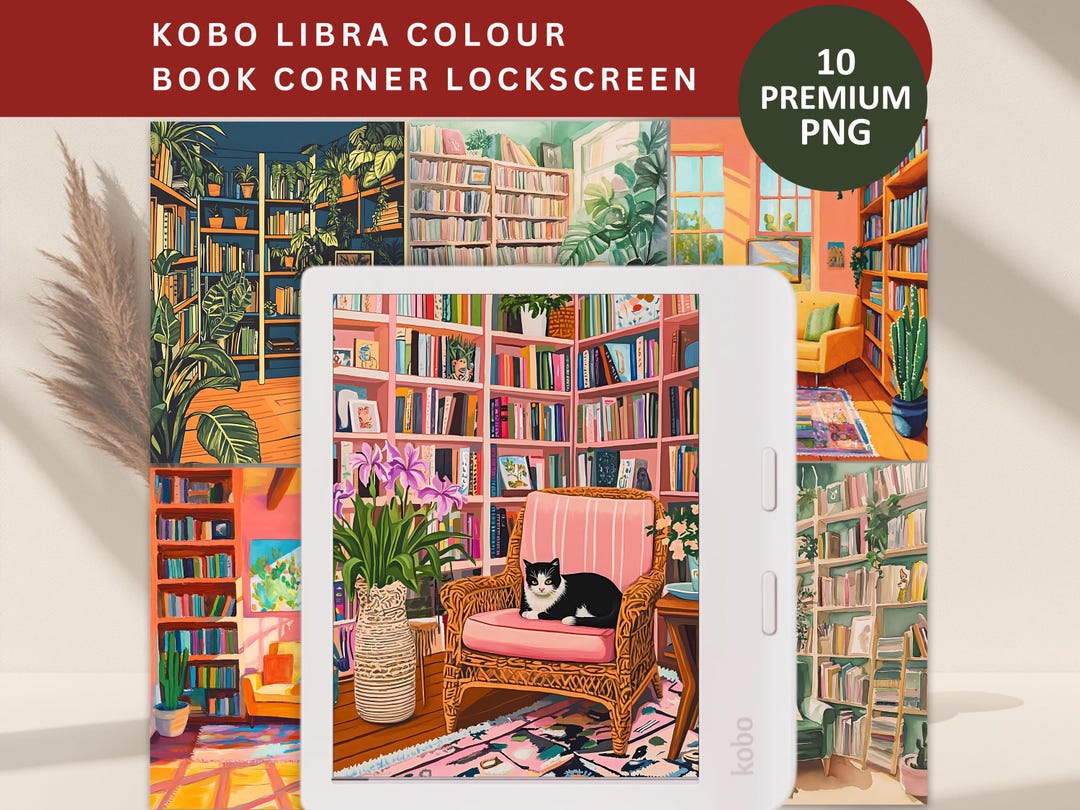 Kobo Libra Color Lock Screens: Digital Screen Savers (PNG Download