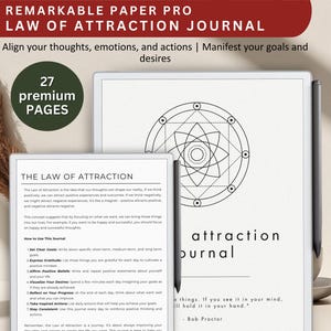 Law of Attraction Journal for remarkable paper pro tablet, journal for remarkable paper pro, templates for remarkable paper pro e-ink device