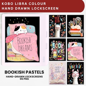 Kobo Libra Lock screen | Hand drawn Lockscreen | Kobo Colour Bookish Screen saver | Kobo Lock Screen Digital | Kobo Libra Screen Saver
