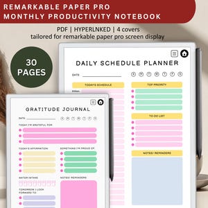 Monthly Productivity Notebook for remarkable paper Pro undated, template for remarkable pro, digital planner for remarkable paper pro tablet