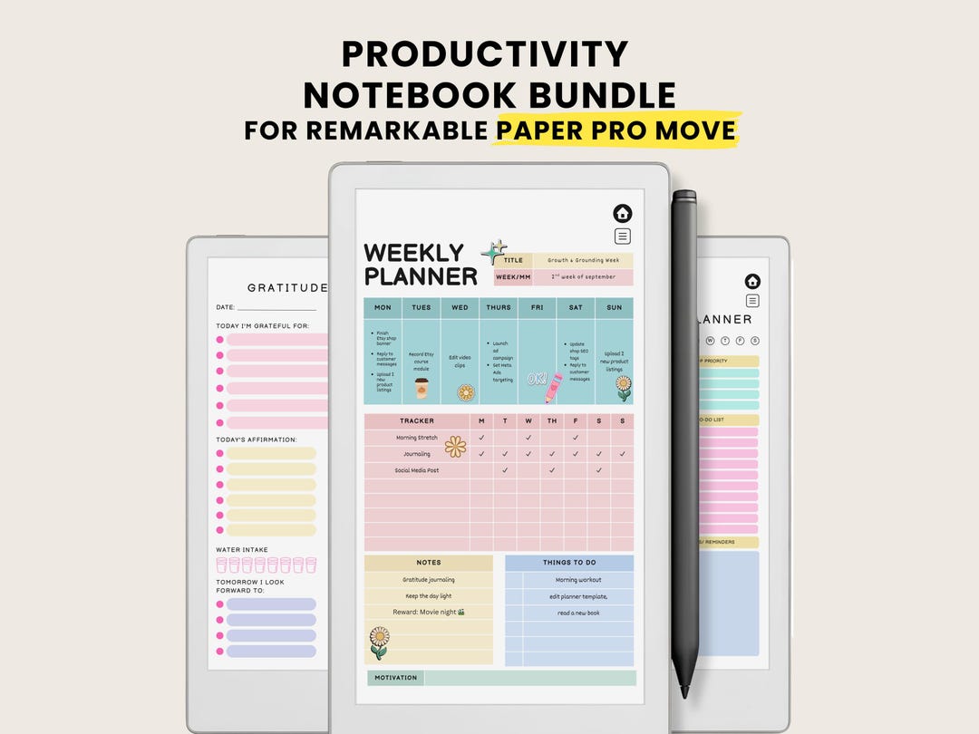Productivity Planner Bundle for Remarkable Paper Pro Move ( Hyperlinked ...