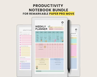 Productivity Planner Bundle for Remarkable Paper Pro Move ( Hyperlinked PDF Digital Download)