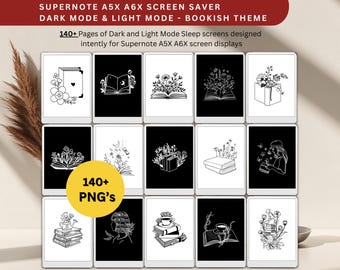 Supernote A5X A6X Bookish Screen Saver: Dark & Light Mode (PNG Digital Download)