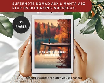 Cuaderno de ejercicios Supernote "Deja de pensar demasiado": Plantilla A5X A6X (PDF)