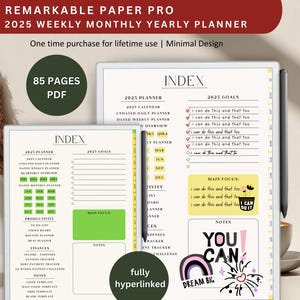 2025 Minimalist Planner Dated for remarkable paper pro device, template for remarkable paper pro, dated hyperlinked planner for remarkable