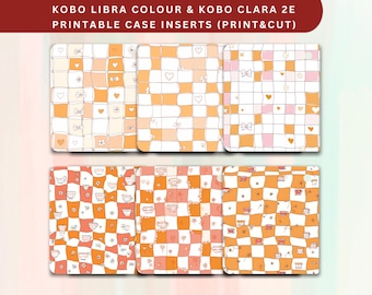 Kobo Libra Color Case Insert: Checkered Floral Pattern (PDF Download)