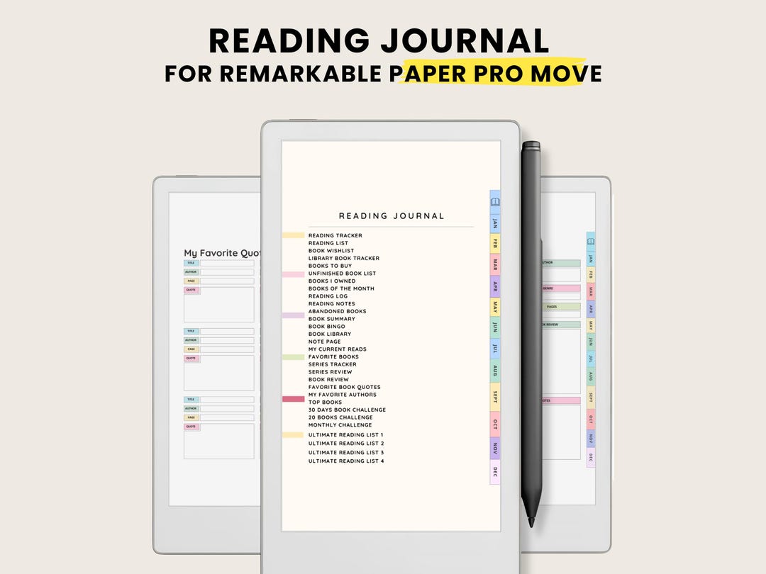 Remarkable Paper Pro Move Reading Journal: Hyperlinked Book Tracker ...