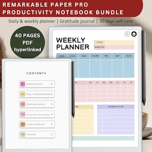 Productivity Bundle for remarkable Paper Pro , templates for remarkable, planner for remarkable pro tablet, digital planner for remarkable