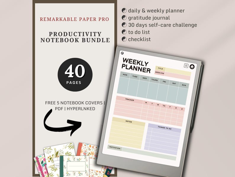 Remarkable Paper Pro Productivity Planner Bundle (digital Download) - Etsy