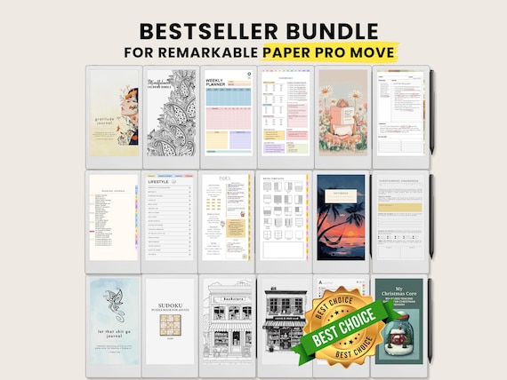 Bestseller Bundle for Remarkable Paper Pro Move ( 19 Templates ) Planners Unlimited Notebooks Coloring Book Notebook Covers and Journals