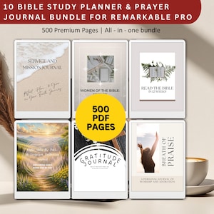 Bible Study Planner and Prayer Journal Bundle for remarkable paper pro | journal templates for remarkable paper pro | bible study tracker