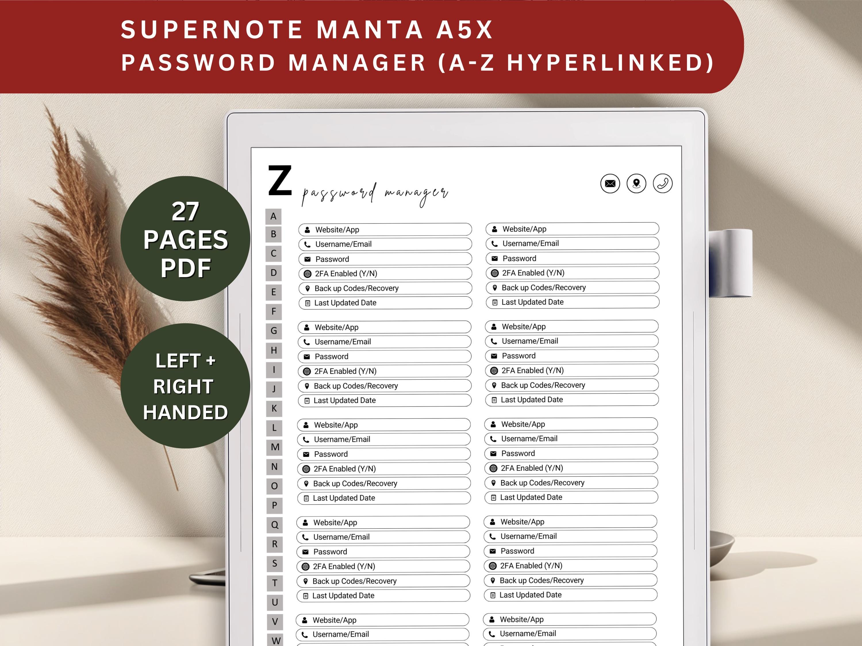 Supernote A5X Cornell Notes Template: Hyperlinked Manta Study (PDF ...
