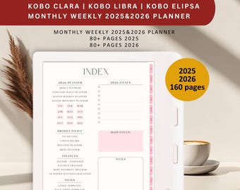 2025-2026 Kobo Minimalist Weekly Planner: Libra, Clara, Elipsa (PDF)