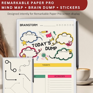 Mind map Brain dump for remarkable paper pro, planner for remarkable device, brain dump template for remarkable paper pro eink tablet device