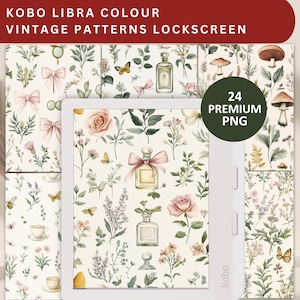 Kobo Libra Colour Lock Screens: Vintage Pattern Screen Saver (PNG Digital Download)
