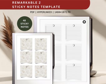 Remarkable 2 Sticky Notes Template: 48 Hyperlinked Notes (PDF)