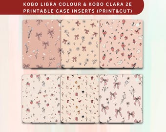 Kobo Libra Color Case Insert: Vintage Bow Pattern (PDF Download)