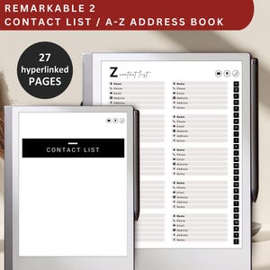 Remarkable 2 Address Book Template: A-Z Contact List (PDF)