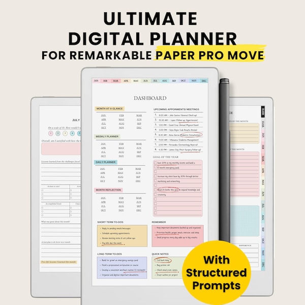 Ultimate Digital Planner Sunday Start for Remarkable Paper Pro Move ( Hyperlinked PDF Digital Download)