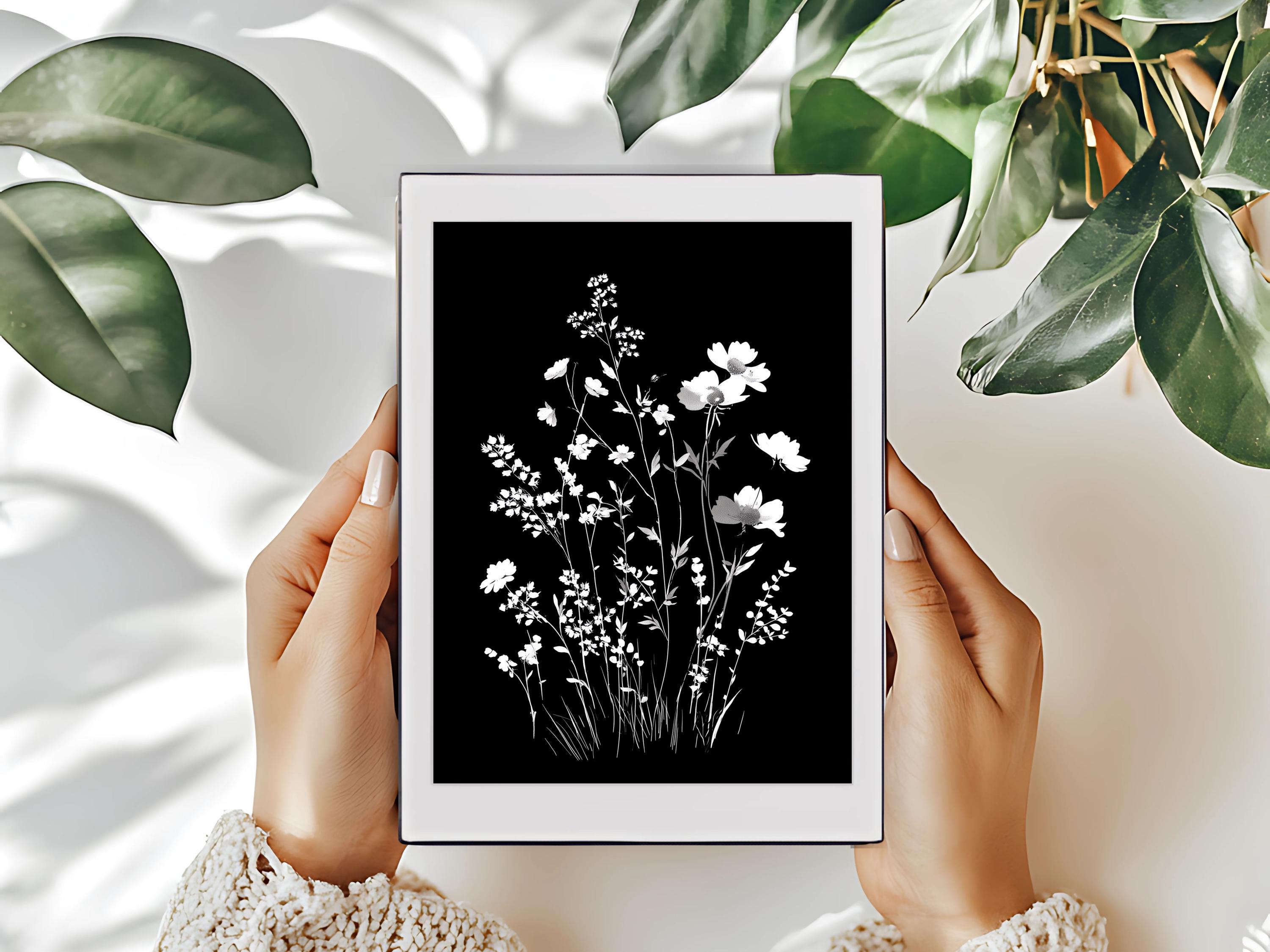Floral Books Supernote Lockscreen: A5X A6X Dark Mode (digital