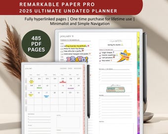 Minimalist Undated Planner for Remarkable Paper Pro (PDF)