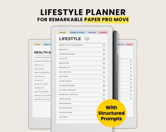 All-in-one Lifestyle Planner for Remarkable Paper Pro Move ( Hyperlinked PDF Digital Download) Health and Fitness Wellness and Finance