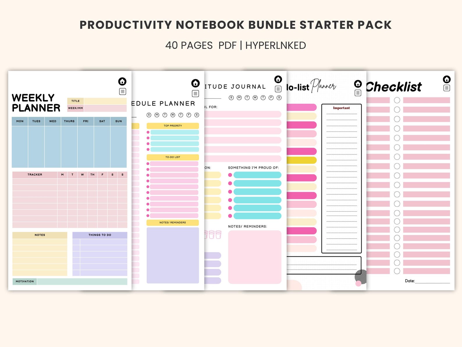 Productivity Planner Bundle for Remarkable Paper Pro Move ( Hyperlinked ...