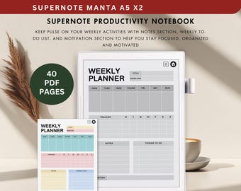 Pacchetto agenda Supernote A5X: produttività settimanale e giornaliera (PDF)