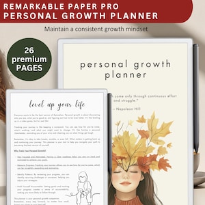 Personal Growth Planner for remarkable paper pro templates, eink journal for remarkable paper pro device, templates for remarkable paper pro